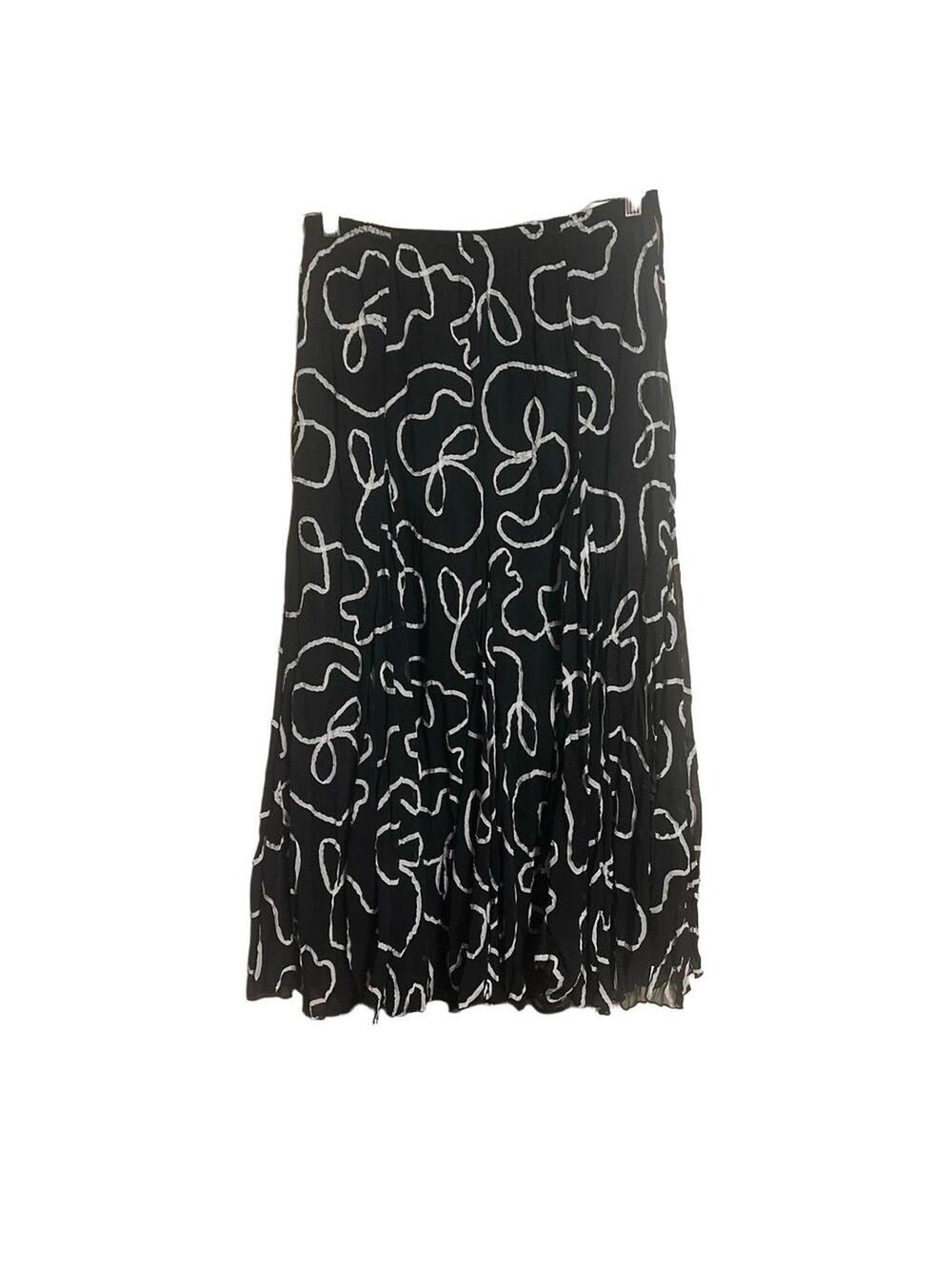 RAFAEL S Black White Abstract Midi Skirt Vintage Y2K Flowy